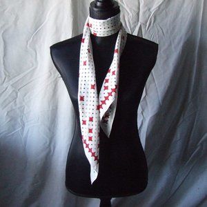 Vintage scarf Vera Neumann white scarf with blue circle and dots red squares